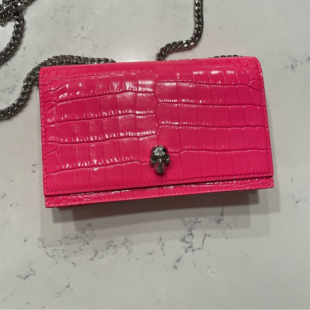Alexander McQueen Mini Skull Crocodile-embossed Bag